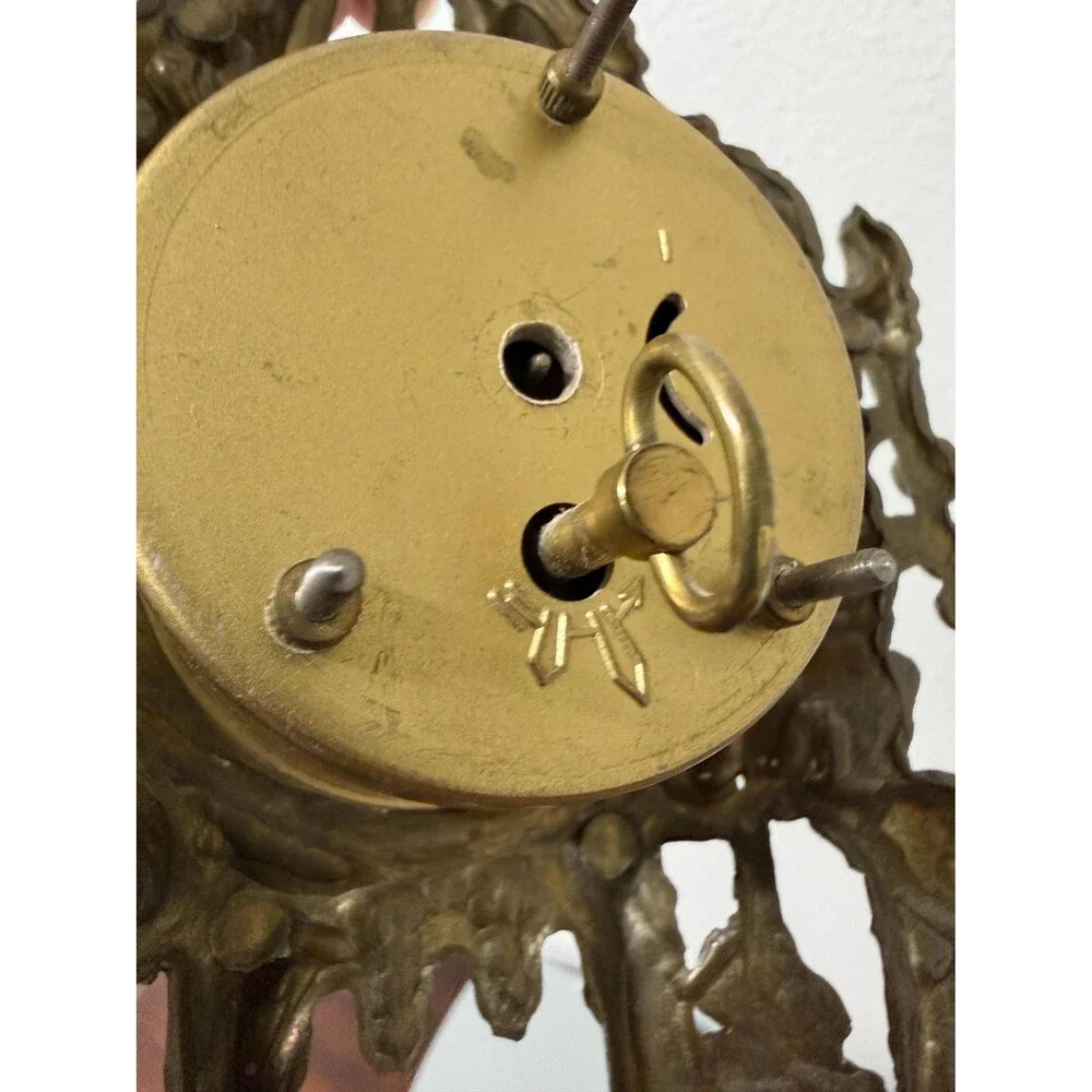 Vintage Brass Table Clock | Baroque Gothic Revival Mantel Clock